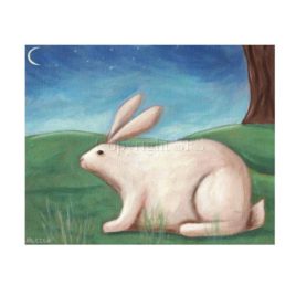 white rabbit art print