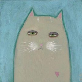 cute cat art, cute cat illustration, whimsical cat painting