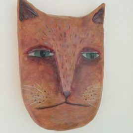 walll mounted orange cat head